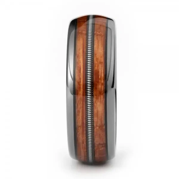 8mm 6mm 4mm Tungsten Ring with Koa Wood Men Tungsten Carbide Ring with Guitar String