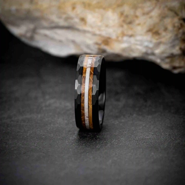 Luxury Men Ring Tungsten Carbide Ring Classic 8mm Men Black Plated Inlay Wood Unisex Tungsten Ring Fashion Jewelry Confirm Fit