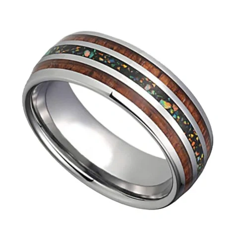 Inlay Wooden groove Tungsten Carbide Rings for Men Rings Fine Jewelry for Hot Selling