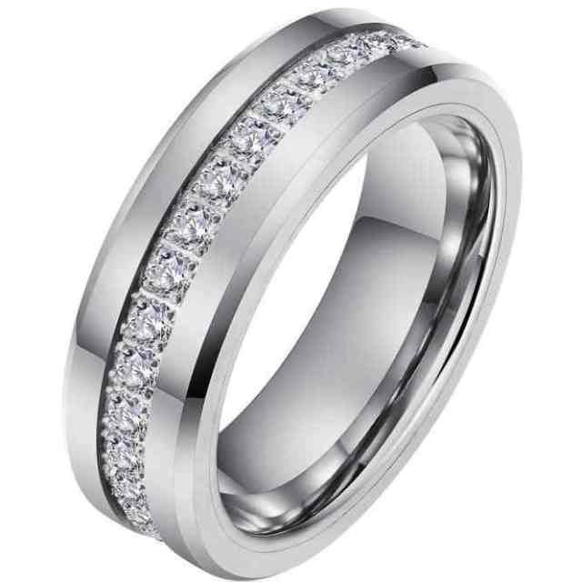 Fashion Jewelry Men Ring Cz Tungsten Carbide Men Ring Silver Plated Oem Logo Accepted