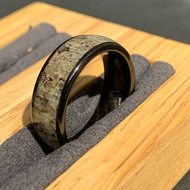 Custom Couple Bands Antler Inlay Metal Color Hammered Tungsten Carbide Rings