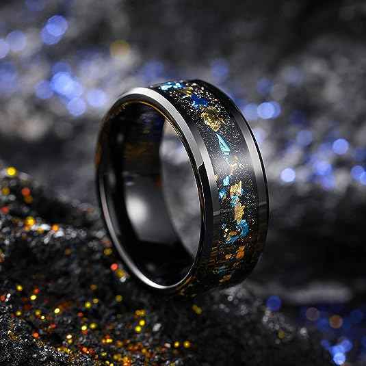 Men Luxury Tungsten Fashion Ring Inlay Opal Men Tungsten Carbide Wedding Rings