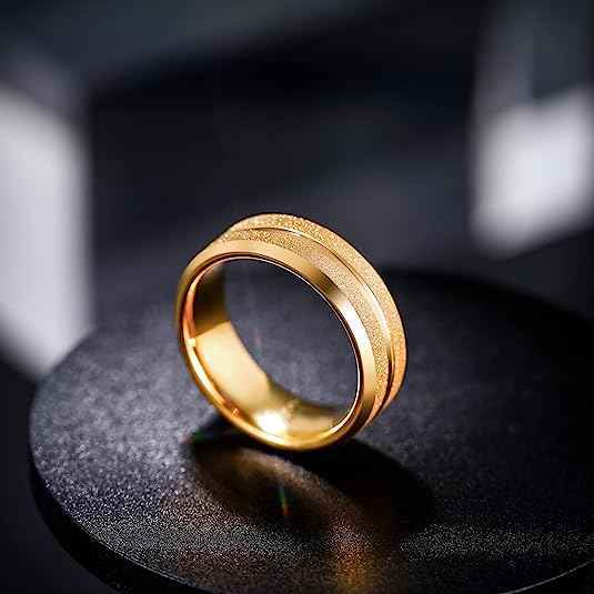 Gold Ring Jewelry Gold Ring for Men 24k Silver Plated Tungsten Carbide Rings for Men