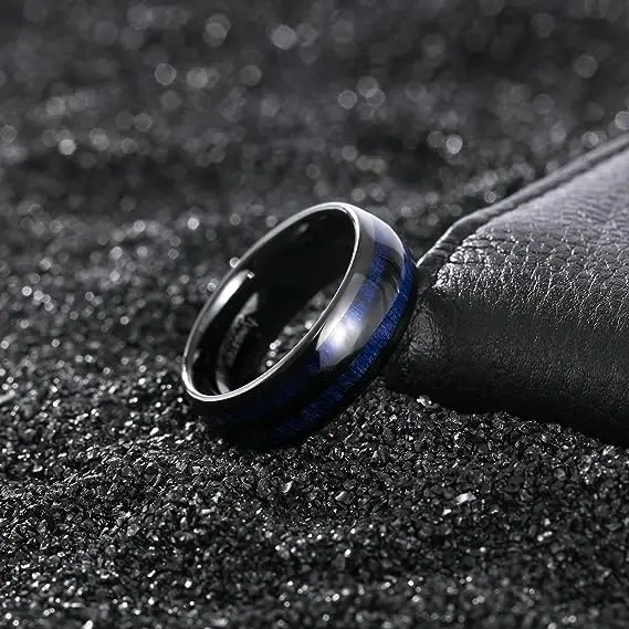Custom Black Plated Maple Wood Tungsten Carbide Wedding Rings Mens Accessories Tungsten Ring Mens Jewelry