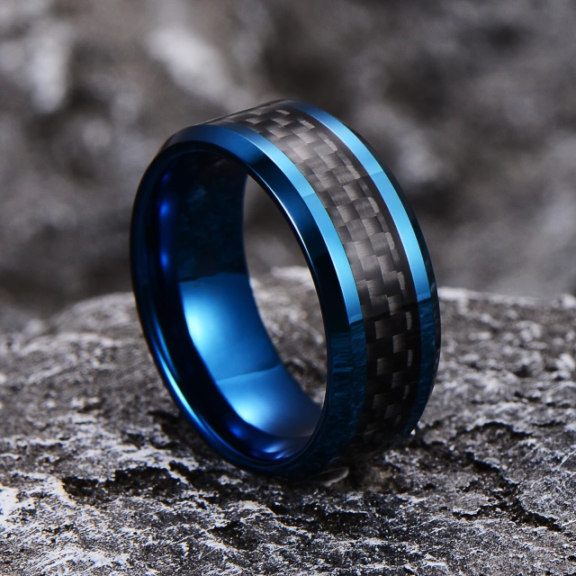 Wholesale 8mm Black Tungsten Finger Ring Men Women Fashion Engagement Wedding Band Antler Whiskey Barrel Koa Wood Inlay Comfort