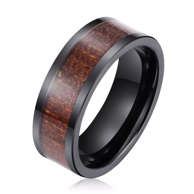 Black Wood Inlay Tungsten Wedding Ring Vikings Hunting Bands or Ring for Men Women