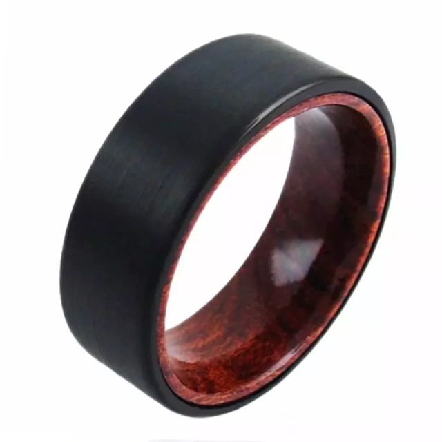 Men Jewelry Tungsten Carbide Ring Inlay Wooden for Men'ring