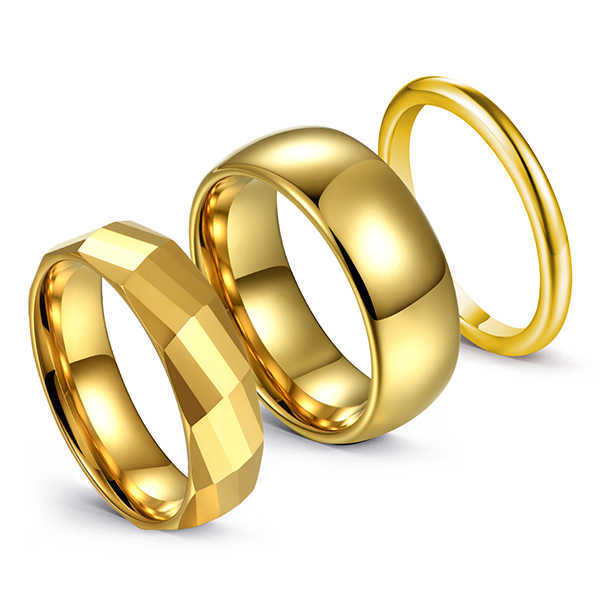 Factory Wholesale Tungsten Engagement Band 24k Gold Jewelry Couple Rings Gold Wedding Ring 2MM 6MM 8MM