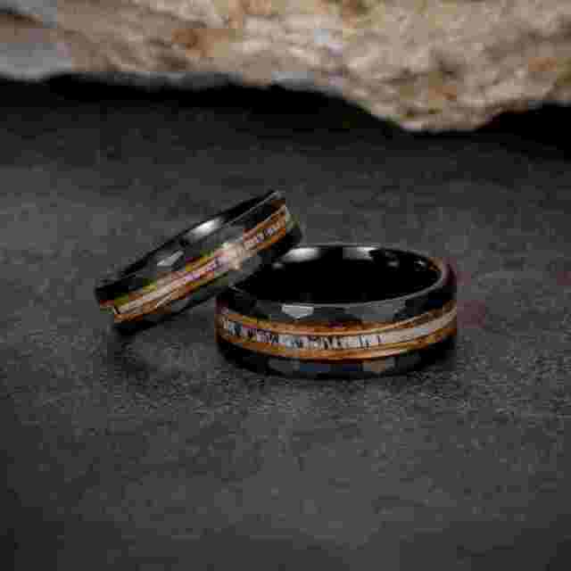Luxury Men Ring Tungsten Carbide Ring Classic 8mm Men Black Plated Inlay Wood Unisex Tungsten Ring Fashion Jewelry Confirm Fit