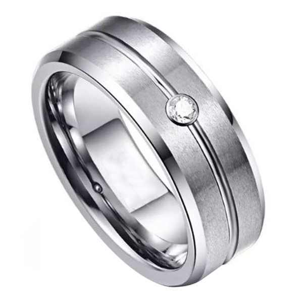 CZ Inlay Luxury Tungsten Men Fashion Jewelry Tungsten Carbide Men Rings