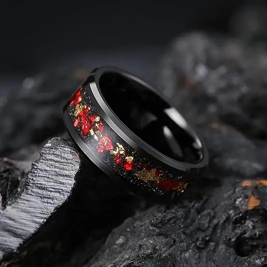 Men Luxury Tungsten Fashion Ring Inlay Opal Men Tungsten Carbide Wedding Rings