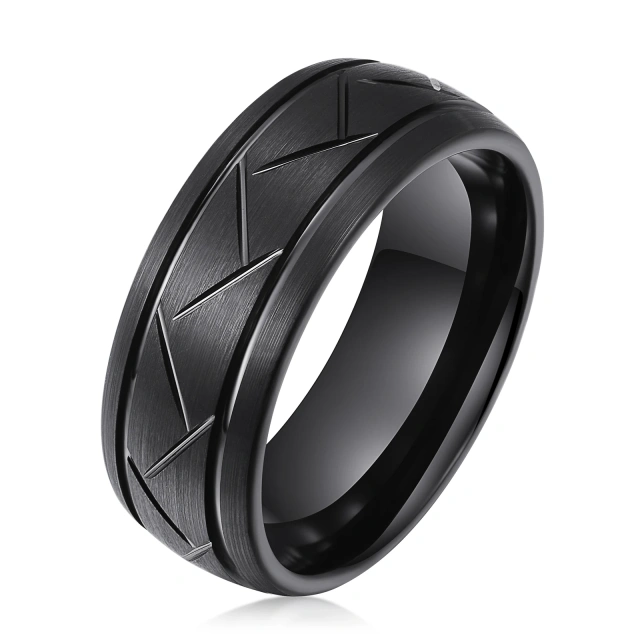 Newest Design Eternity 8mm Domed Grooved Brushed Silver Tungsten Carbide Ring for Men Women Fashion Wedding Band Comfort Fit