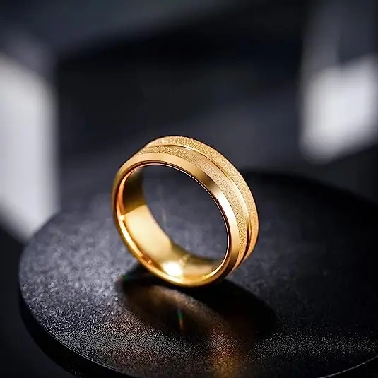 Gold Ring Jewelry Gold Ring for Men 24k Silver Plated Tungsten Carbide Rings for Men