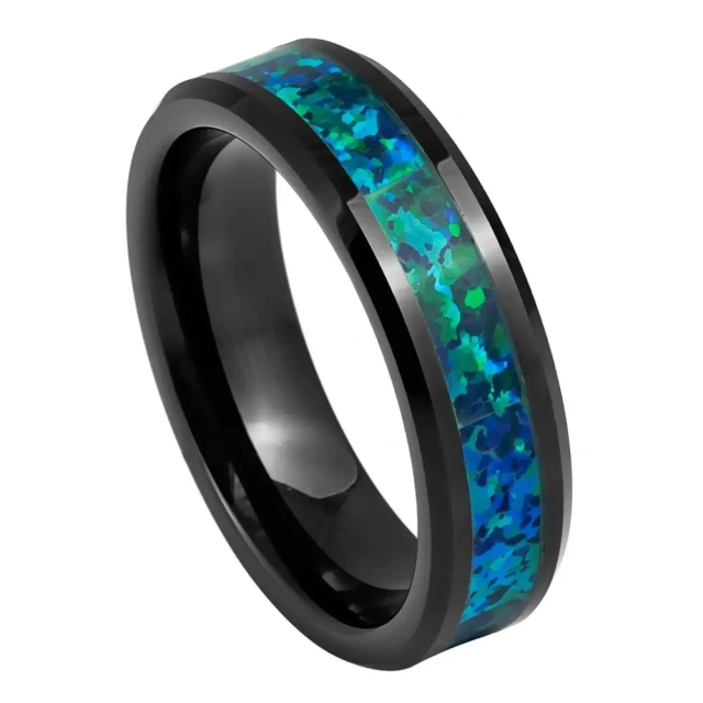 Made in China 6mm Men Opal Tungsten Ring Men Luxury Opal Inlay Engagement Tungsten Carbide Ring