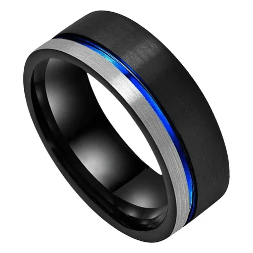 Black Plated Luxury Tungsten Rings Men Jewelry Tungsten Carbide Fashion Ring