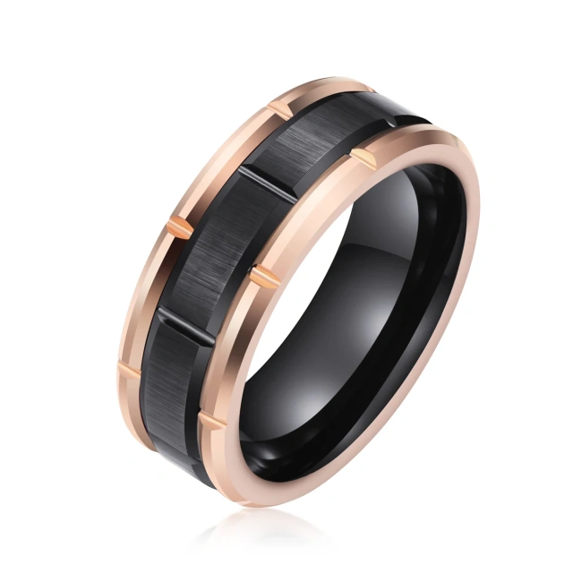 Wholesale Price Black and Gold Plated Luxury Tungsten Ring for Men Fashion Jewelry Rings Tungsten Wedding Band Ring