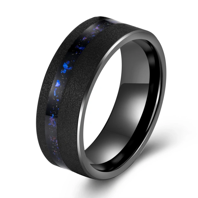 Wholesale Tungsten Jewelry Custom 8mm Shining Sand Blasting Black Tungsten Ring for Men Rings Engagement Wedding Couple Set