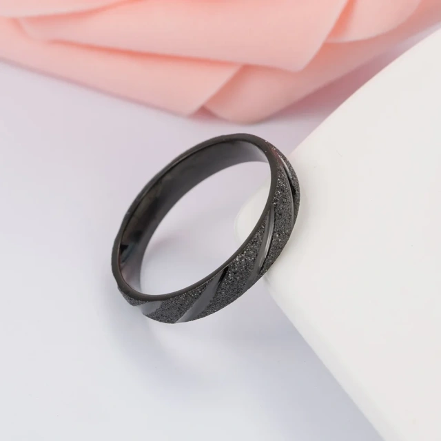 Sandblasted Silver Rose Gold Engraved Wedding Band Polished Domed Step Edge Comfort Fit Titanium Ring for Men Women Couple