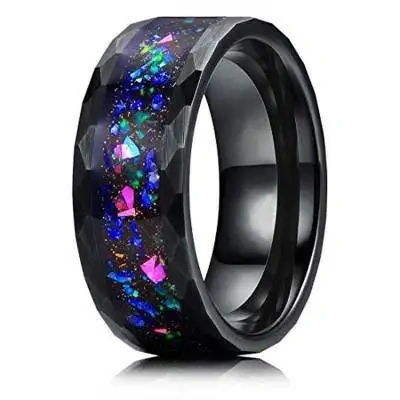 8mm Tungsten Steel Rings With Meteorite Inlaid for Men