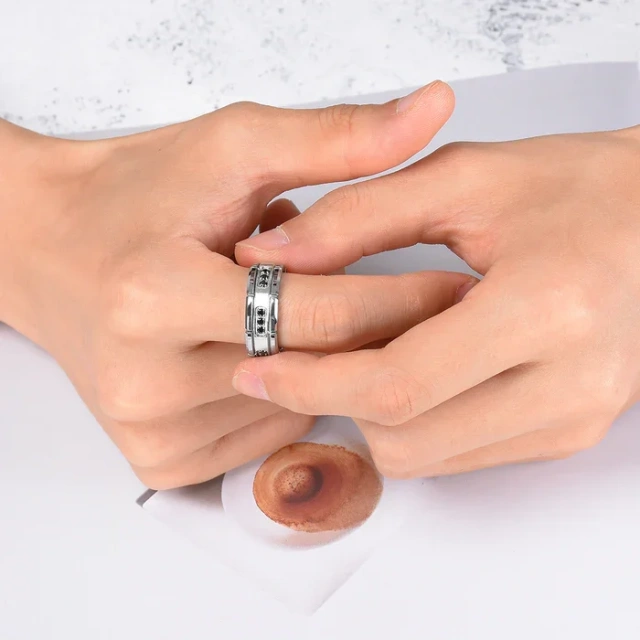 8mm Grooved Flat Silver Tungsten Ring With Cubic Zirconia Cz Stone Inlay