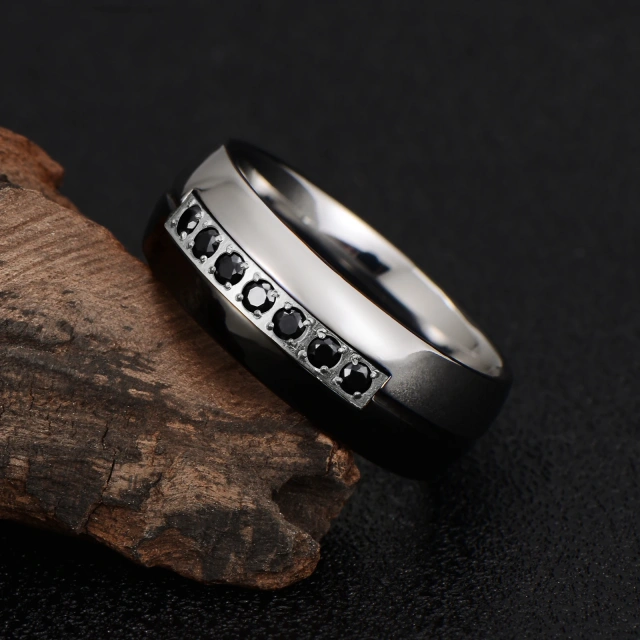 Brand New Tungsten Wedding Rings Silver Black Zircon Inlay Tungsten Ring Custom Tungsten Jewelry Men Rings