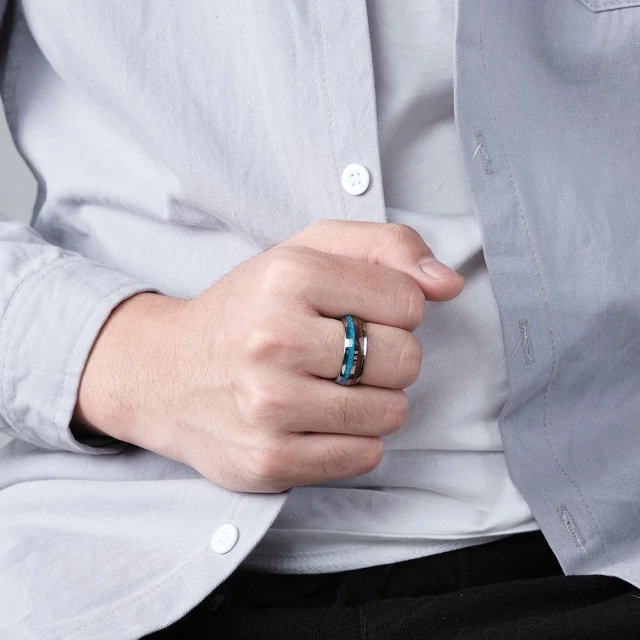 New Arrival Men's/Women's Fashion Tungsten Carbide Ring Ready to Ship with Wood Abalone Shell Inlay for Both Genders