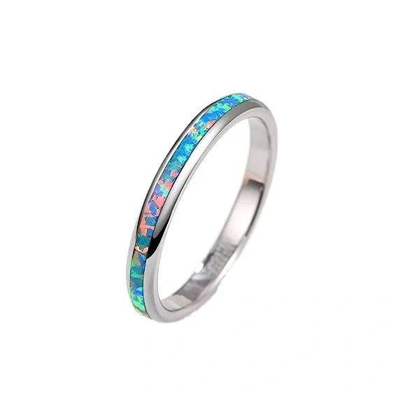 Wholesale 2mm Tungsten Ring for Men and Women Black Blue White Opal Inlay Engagement Wedding Band Fashionable for Men Women