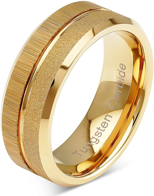 Newest Design Eternity 8mm 6mm Gold 18k Couple Slotting Tungsten Rings for Men Wedding Rings Couple Set