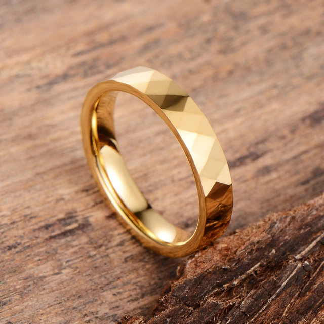 Classic Style Tungsten Carbide Ring Gold Tungsten Ring for Men Women Fashion Engagement Wedding Band Comfort Fit