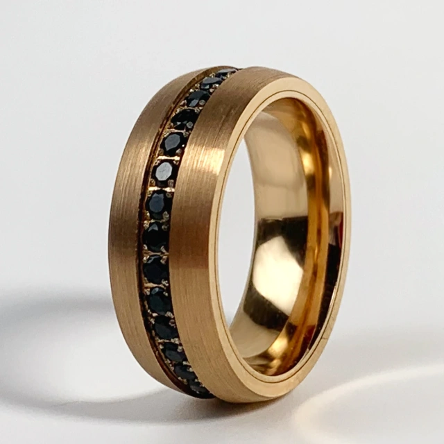 Ring Men Band Domed Men's Black Design Tungsten Carbide Zircon Customized Ring