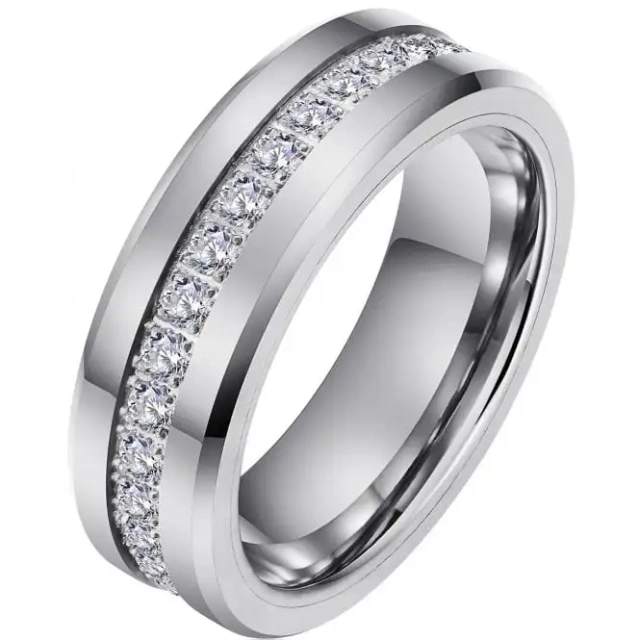 Fashion Jewelry Men Ring Cz Tungsten Carbide Men Ring Silver Plated Oem Logo Accepted