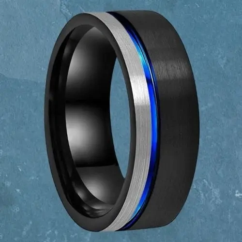 Black Plated Luxury Tungsten Rings Men Jewelry Tungsten Carbide Fashion Ring