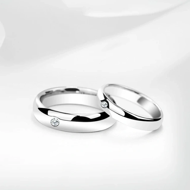 Love Zircon Couple Ring Set Mens Women Diamond Tungsten Rings with Free Engraving Men and Women Name