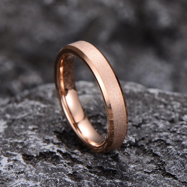 In Stock 8mm Sandblasted Rose Gold Tungsten Ring Fashionable Engagement Wedding Band for Men and Women