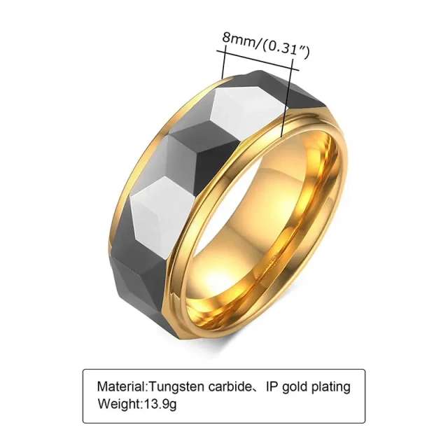 Ouyuan Wholesale 18K Gold Plated Tungsten Ring Wedding Geometric Rings Couple Set Gift Rings for Men Comfort Fit