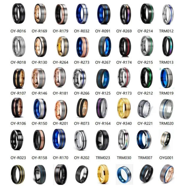 New Design Fashion Jewelry Grooved Brushed Tungsten Ring Black Men Rings for Valentine's Day Gifts
