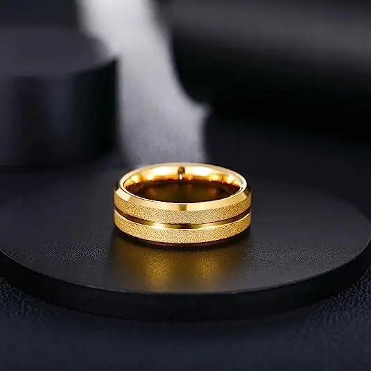 Gold Ring Jewelry Gold Ring for Men 24k Silver Plated Tungsten Carbide Rings for Men