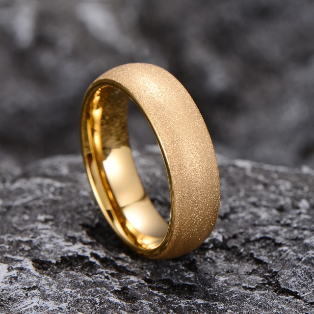 2023 Wedding Band Engagement Gift Sandblasted Finished 24K Gold Plated Ring Tungsten Carbide Ring for Couple