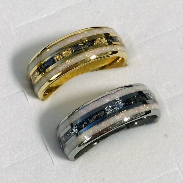 Hot Sale Jewelry 8mm White Opal Inlay Silver Gold Plated Tungsten Ring Men Rings Women Engagement Wedding Band Rings comfort Fit