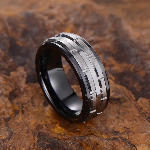 Fashion Rings Customized 8mm Tungsten Carbide Ring Black Men Women Wedding Bands Rings for Men