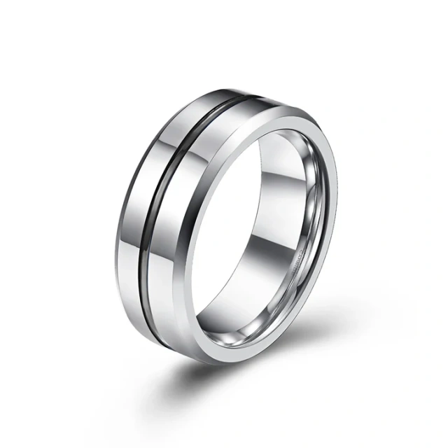 Classic 8mm Silver Rings for Men Matted Tungsten Silver Ring with groove