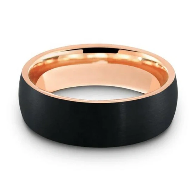 Wholesale Price IP Rose Gold Black Plated Brushed Tungsten Ring 8MM Tungsten Wedding Rings for Men Rings Gold