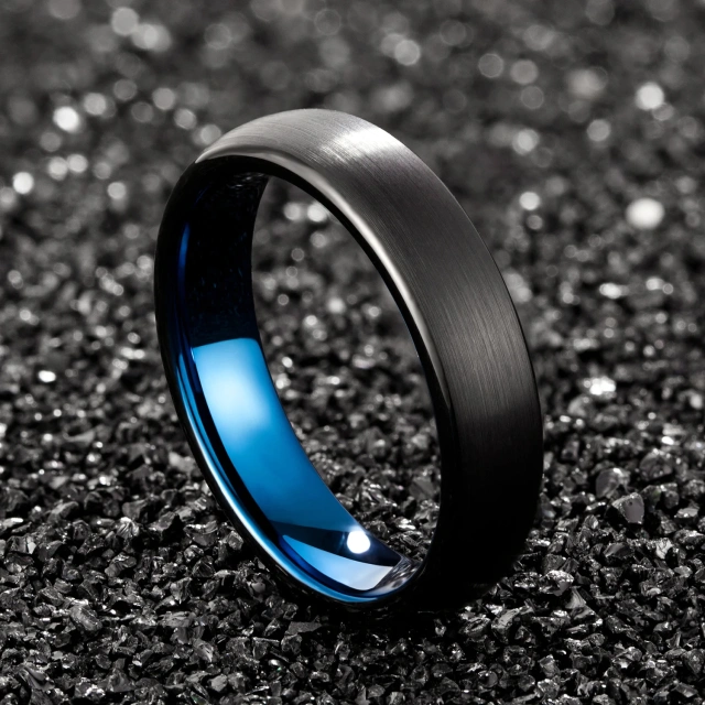 OEM Band Blue Tungsten Carbide Ring Simply Style Mens Tungsten Ring Black Blue 8mm