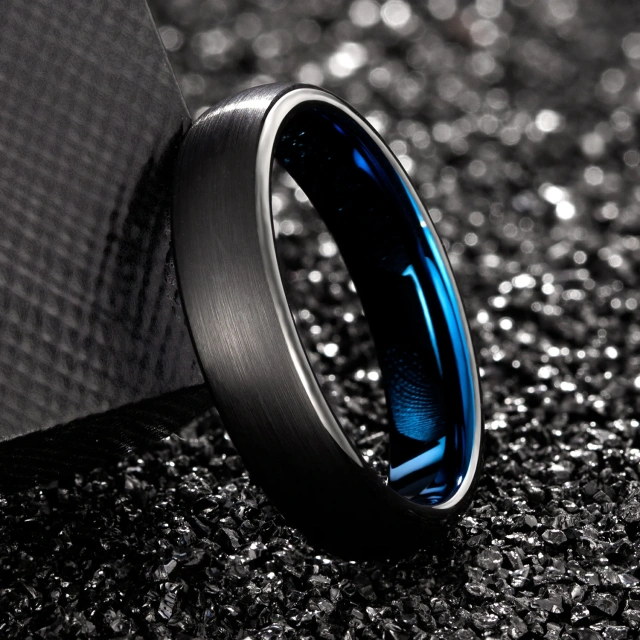 OEM Band Blue Tungsten Carbide Ring Simply Style Mens Tungsten Ring Black Blue 8mm