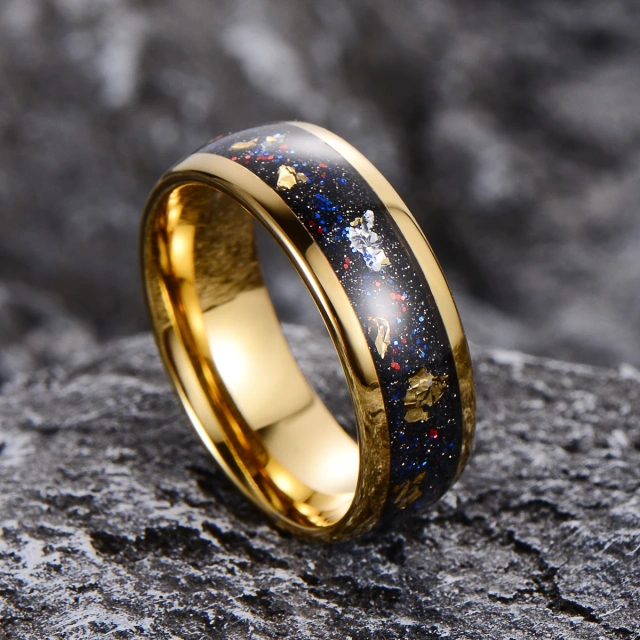 Guangzhou Fashion Jewelry 8mm 6mm Gold Tungsten Carbide Ring for Men Women Domed Polished Shiny Comfort Fit