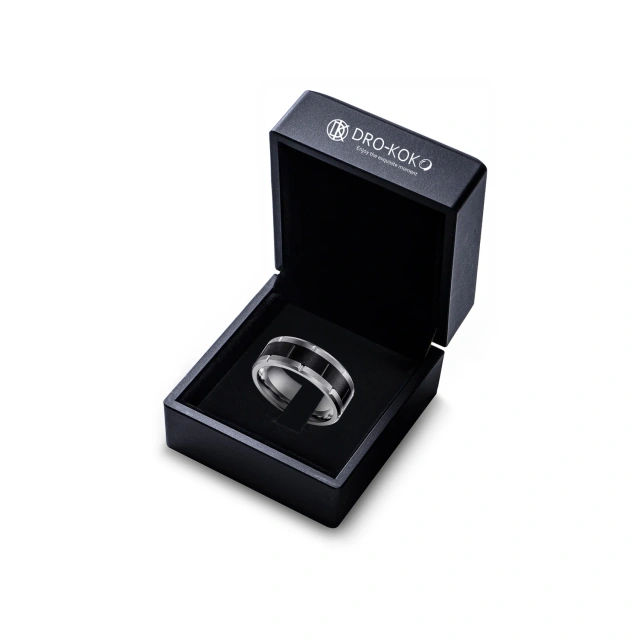 Wholesale Price 8MM Slotting Matte Finished Tungsten Black Silver Ring Luxury Tungsten Rings for Men Fashion Jewelry Rings