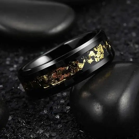 Men Luxury Tungsten Fashion Ring Inlay Opal Men Tungsten Carbide Wedding Rings