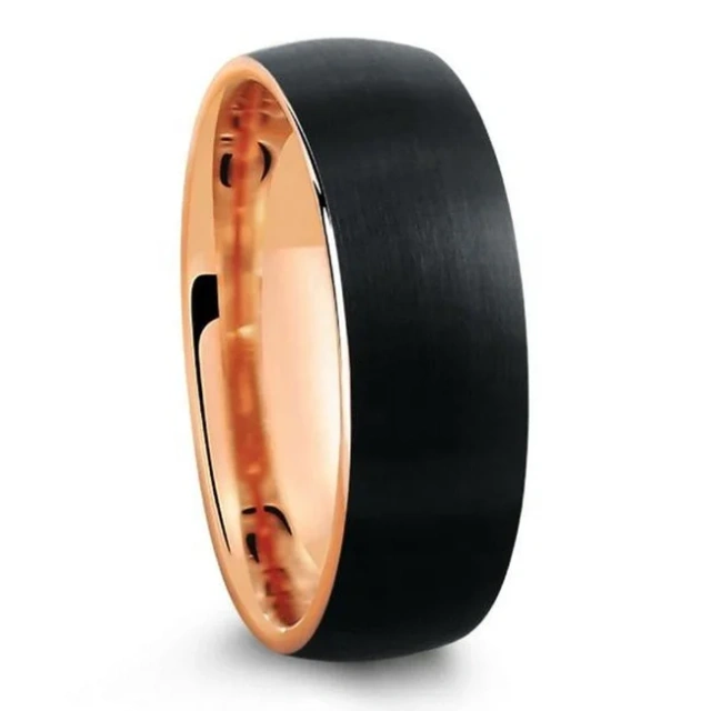 Wholesale Price IP Rose Gold Black Plated Brushed Tungsten Ring 8MM Tungsten Wedding Rings for Men Rings Gold