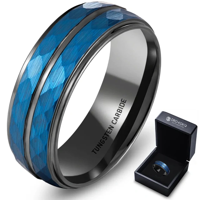 Wholesale Jewelry Custom 8mm Grooved Beveled 8mm Black Tungsten Rings for Men
