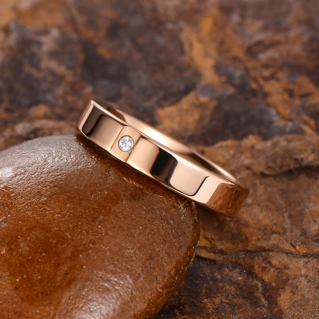 Fashion Rings Wholesale Custom Ready to Ship 4mm Tungsten Ring Women Wedding 18K Rose Gold Rings